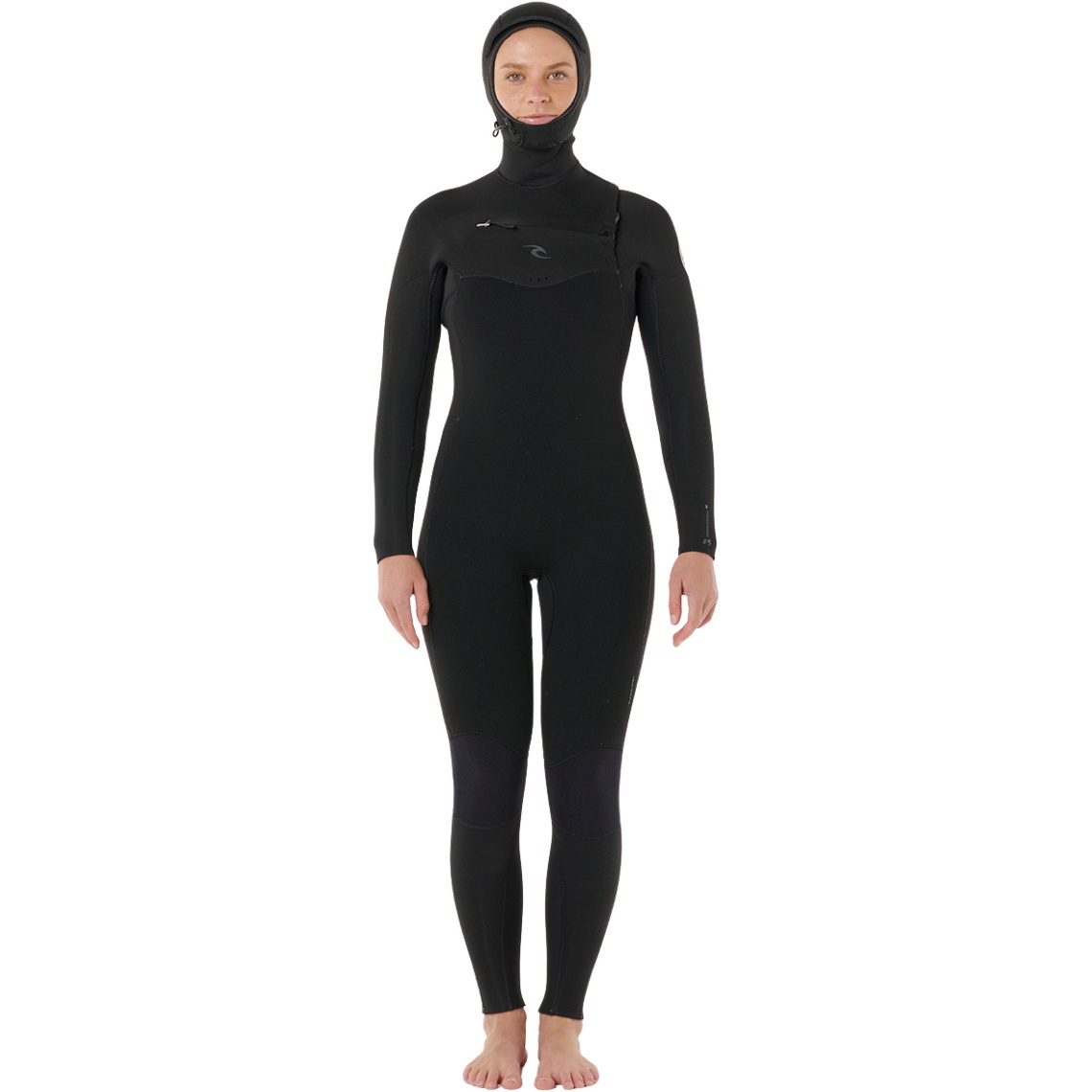2026 Rip Curl Womens Dawn Patrol 5/4mm Hooded Chest Zip Wetsuit 15YWFS - Black